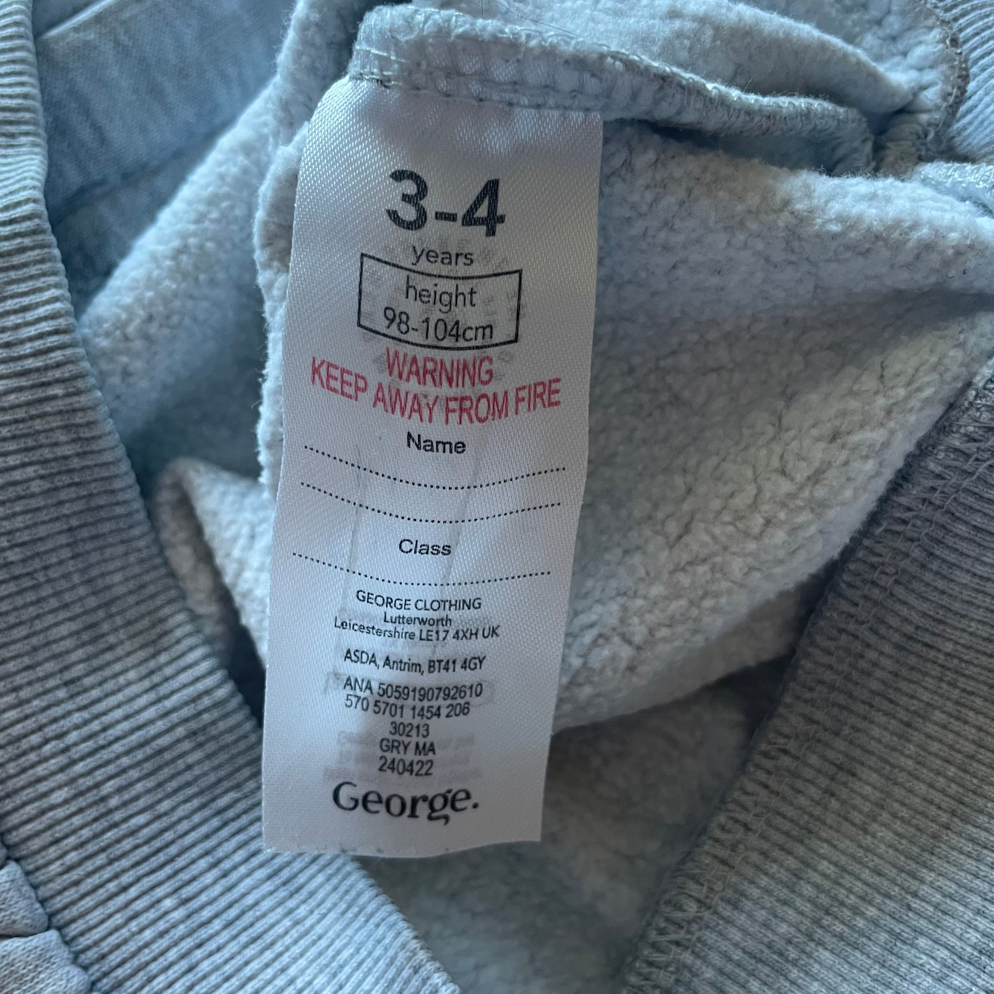 Graue Kapuzenjacke mit Reißverschluss für Kinder, Größe 3-4 Jahre – label