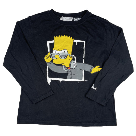 Schwarzes Zara Longsleeve mit Bart Simpson Print, Größe 128 – front