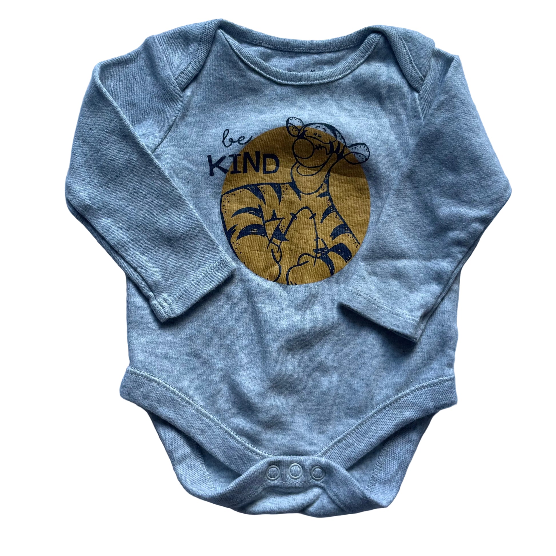 Grauer Disney Baby-Body mit Tigger-Motiv und Druckknöpfen – front