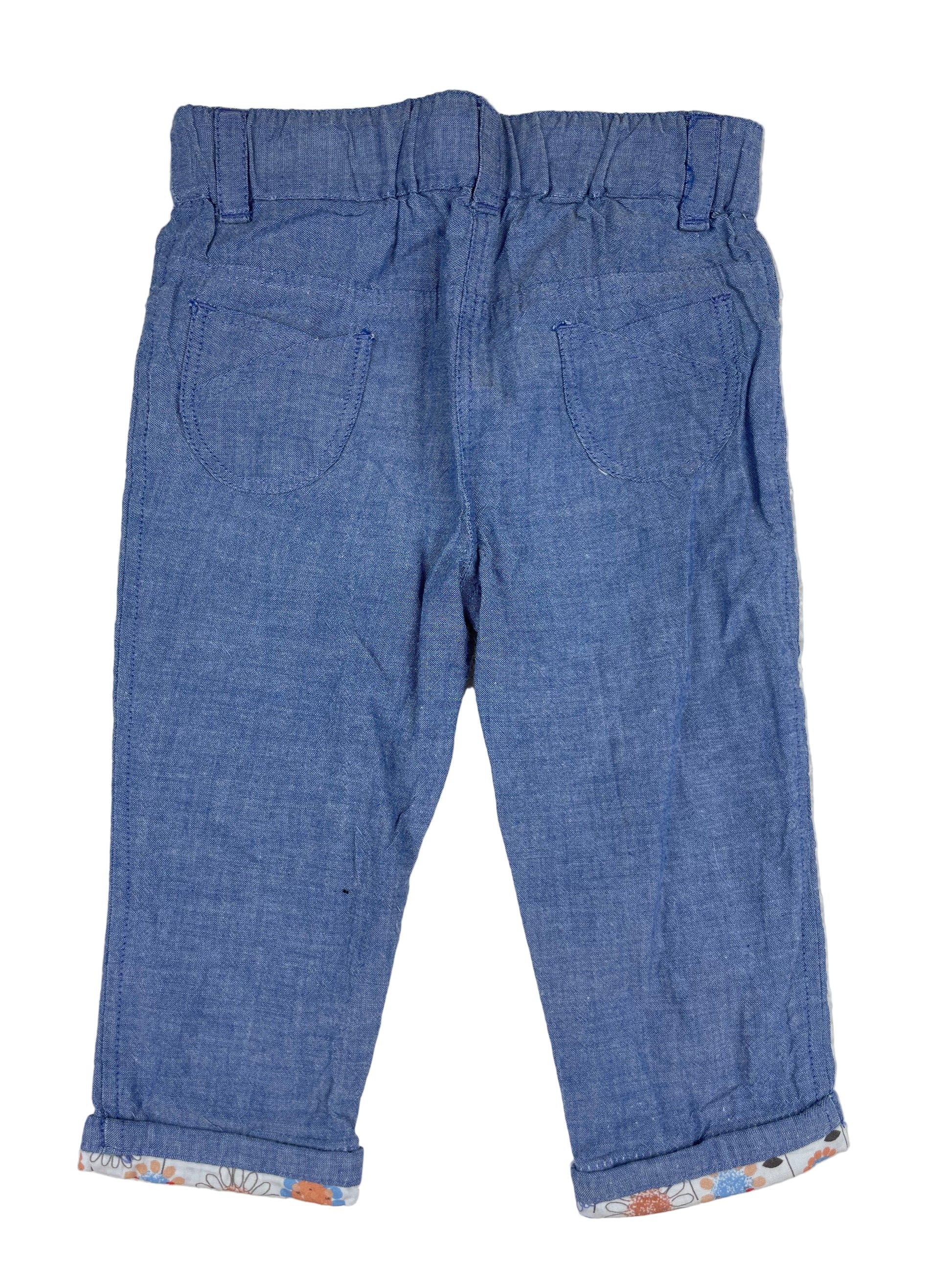 Blaue Babyhose von Orchestra mit Blumenstickerei, Größe 6 Monate