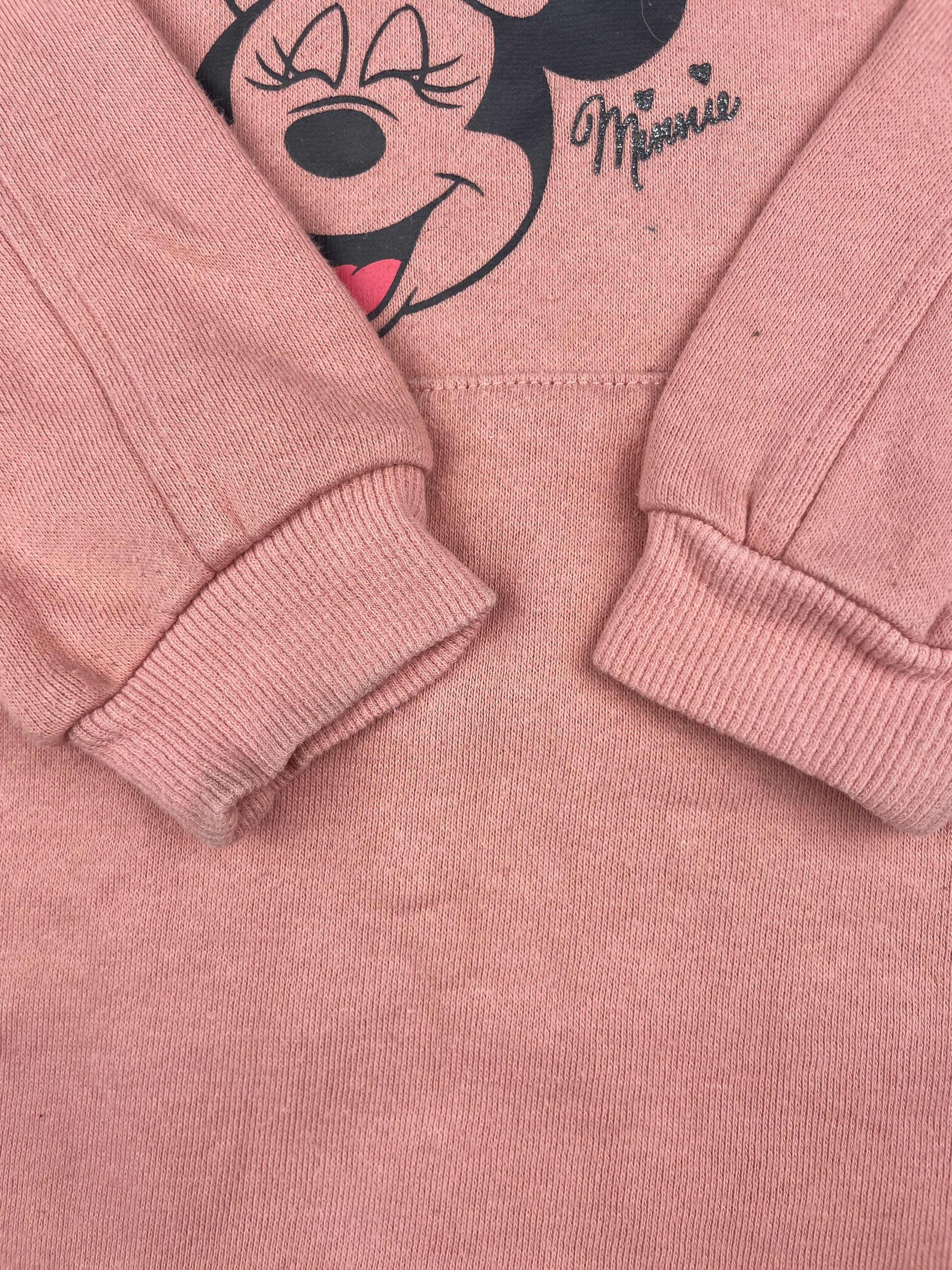Rosa Minnie Mouse Sweatkleid mit Kapuze, Größe 3–4 Jahre – detail