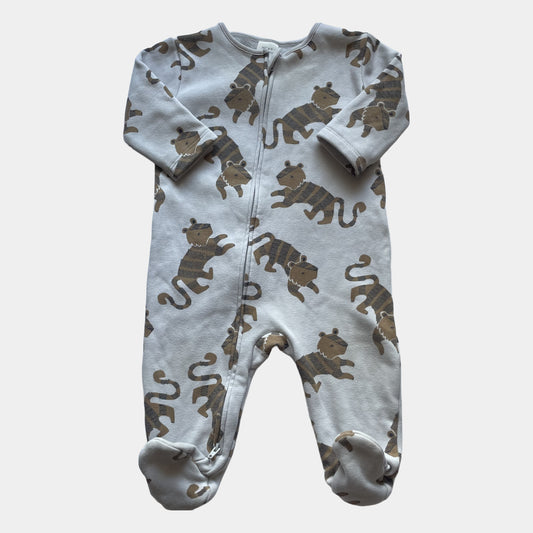 Grauer Overall mit Tiger-Print für Babys, 3-6 Monate, von Next – front