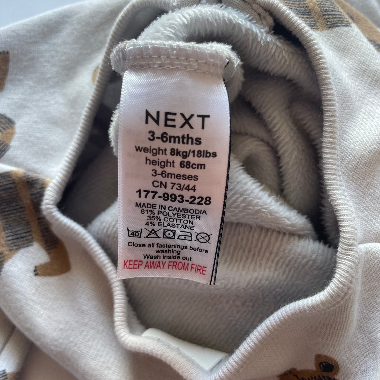 Grauer Overall mit Tiger-Print für Babys, 3-6 Monate, von Next – label