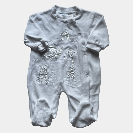 Weißer Baby-Overall mit Tiermotiven – front