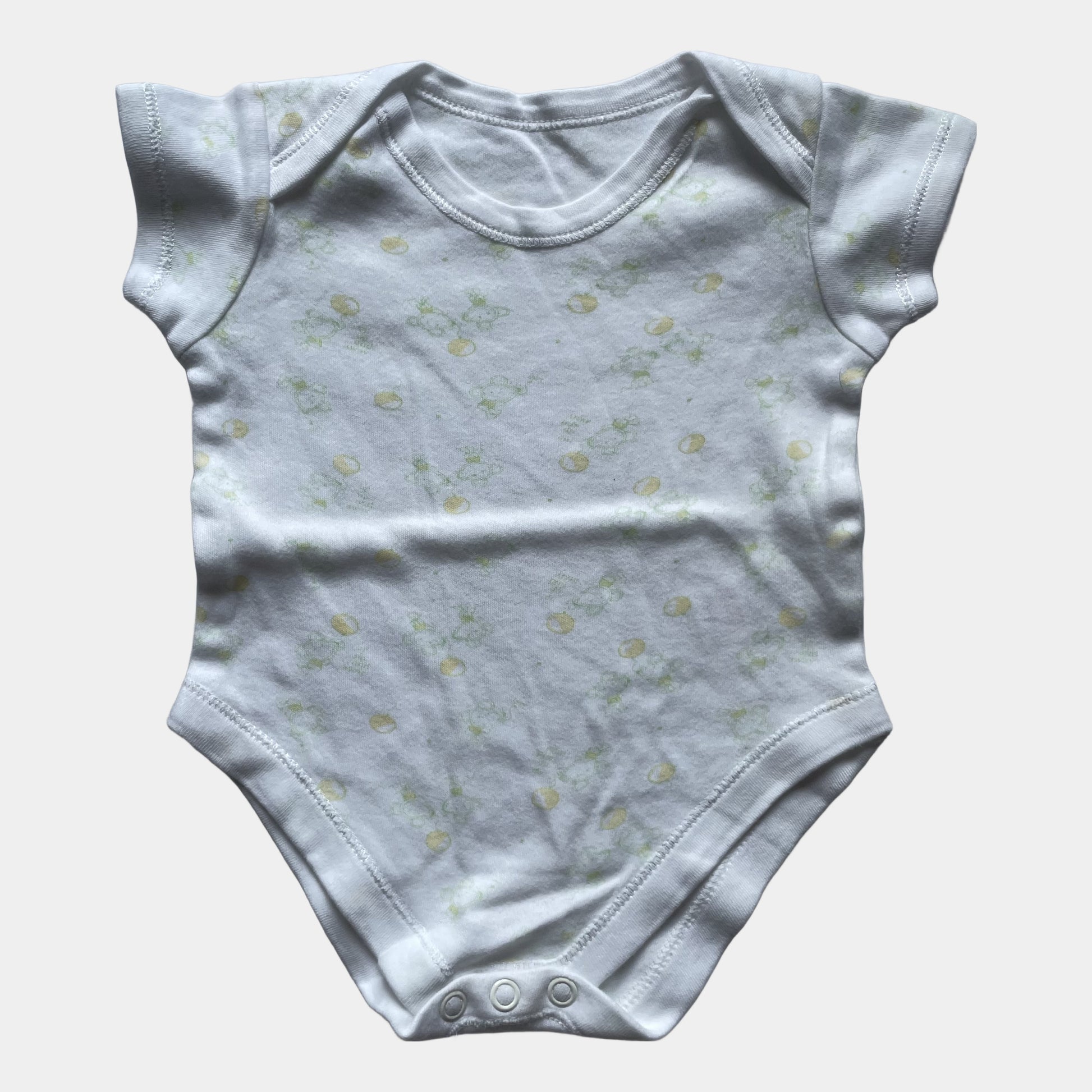 Weißer Body mit Zitronenmuster, Größe 0–3 Monate, 100% Baumwolle, von George, sehr guter Zustand – front