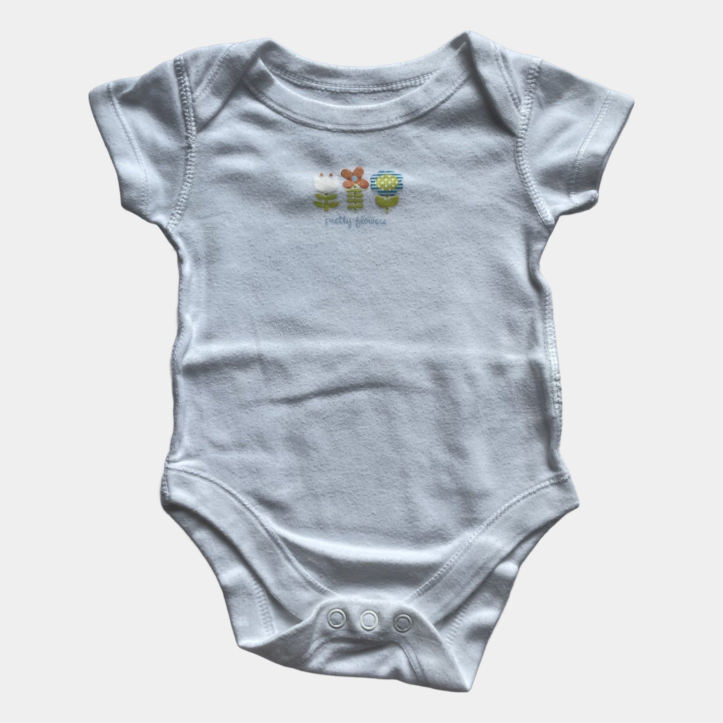 Weißer Body für Babys bis 3 Monate mit Blumenmotiv – front