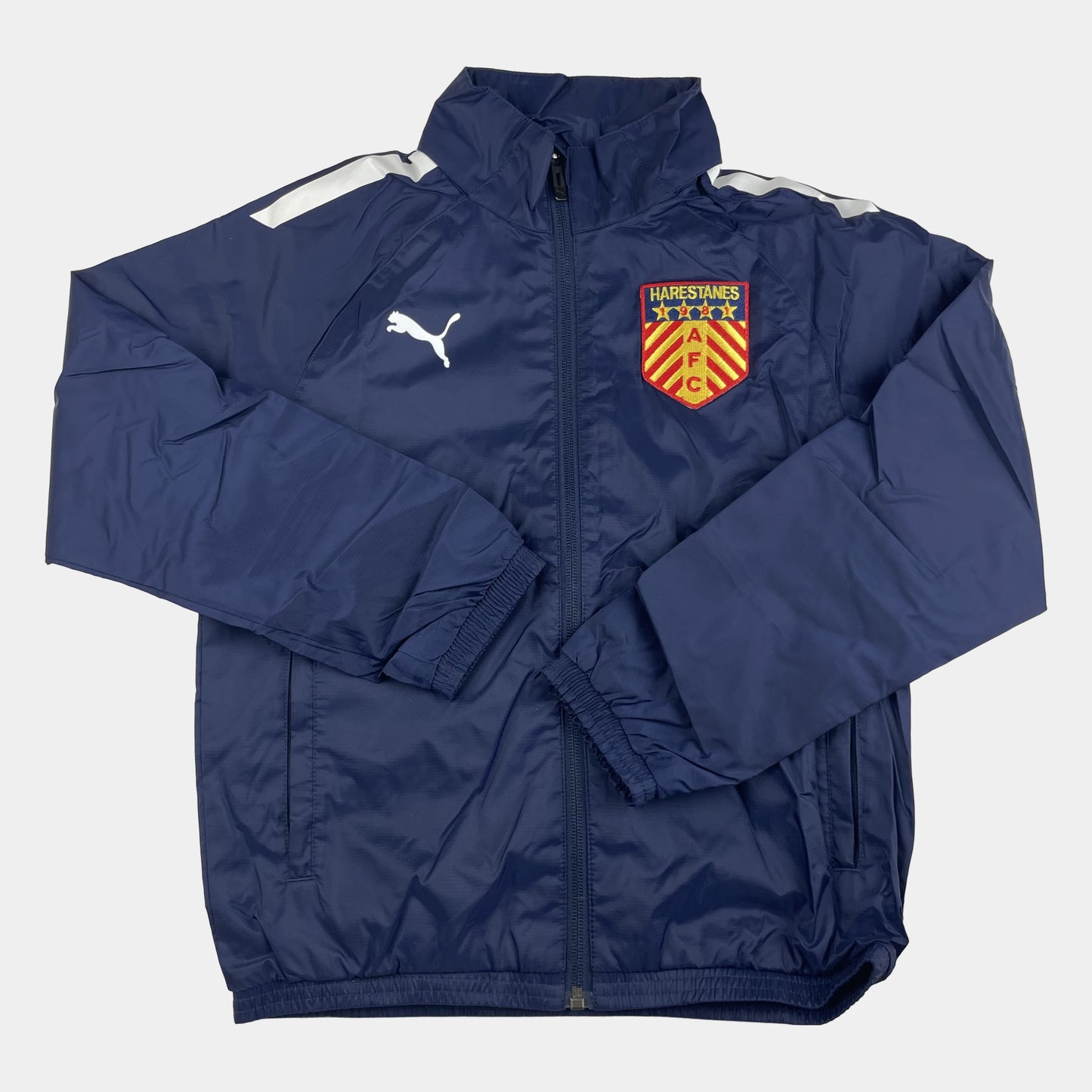 Blaue Puma Sportjacke für Kinder mit Vereinslogo und Reißverschluss, Größe 9-10 Jahre – front