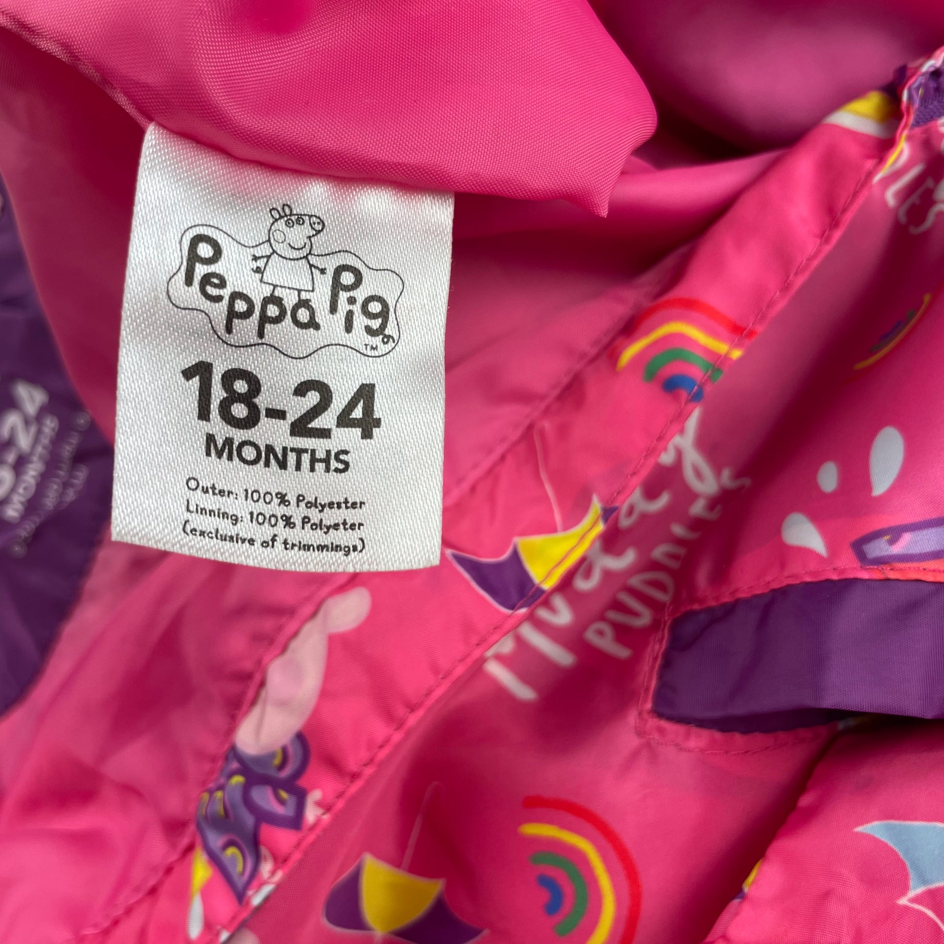 Rosa Regenkombi mit Peppa Pig Motiv für 18-24 Monate – tag