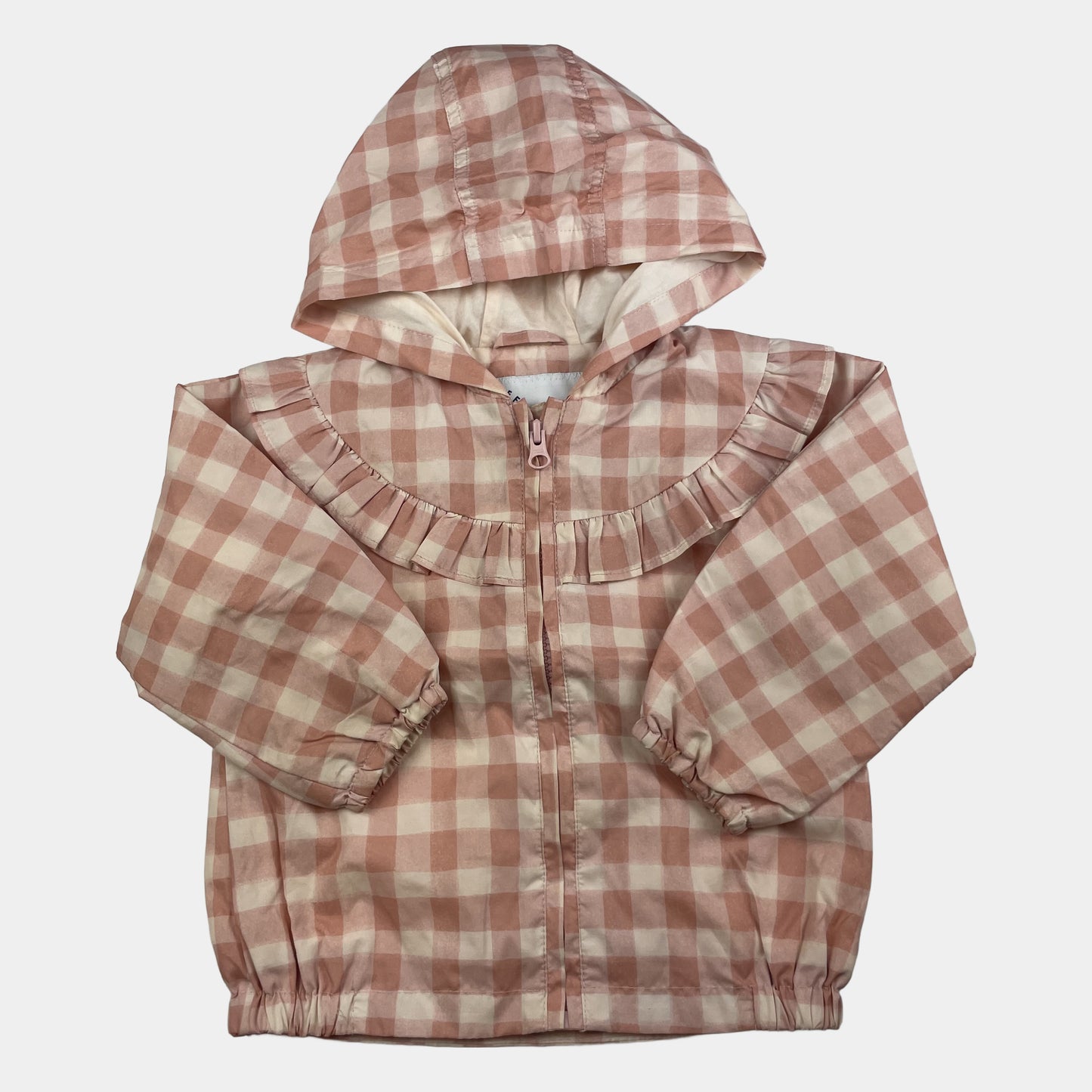 Rosa karierte Kapuzenjacke für Kleinkinder, Größe 18-24 Monate – front
