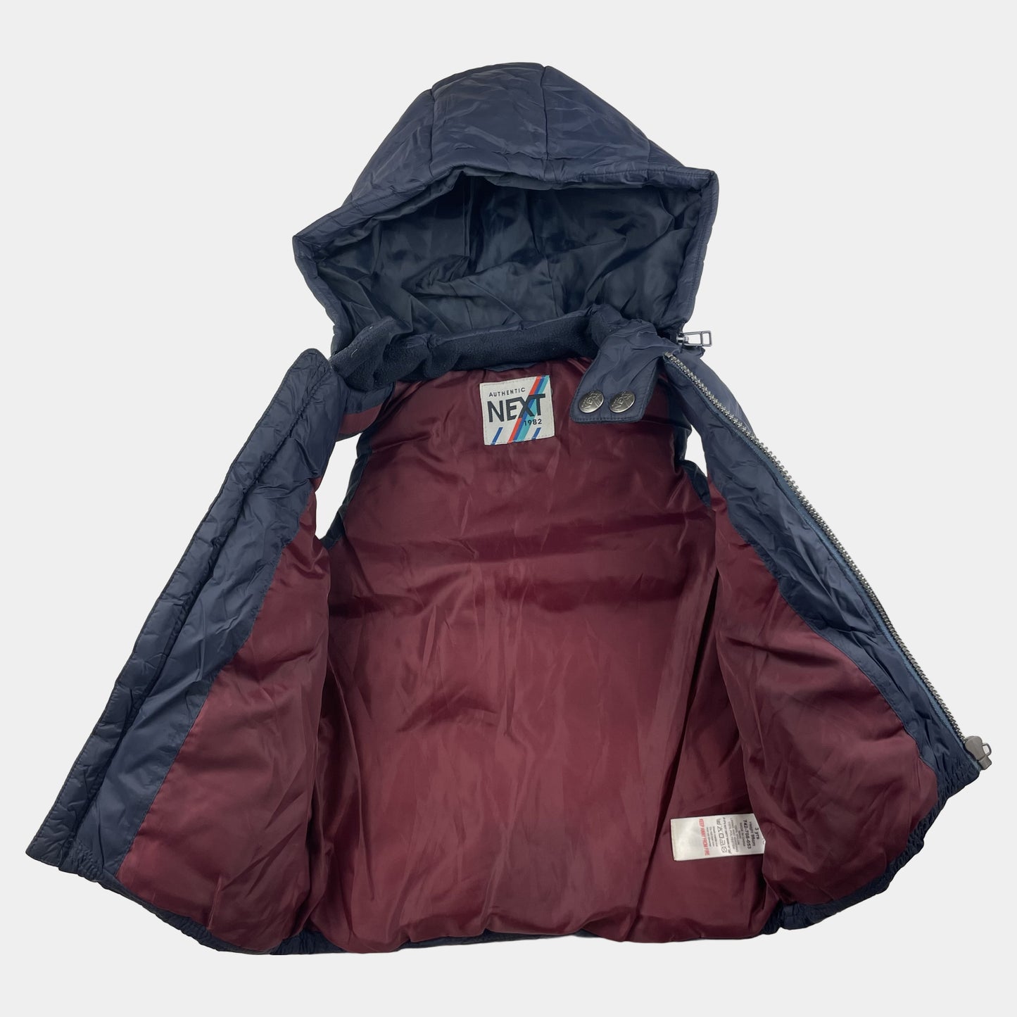 Gesteppte Weste mit Kapuze in Dunkelblau, Größe 3 Jahre, von Next – inside