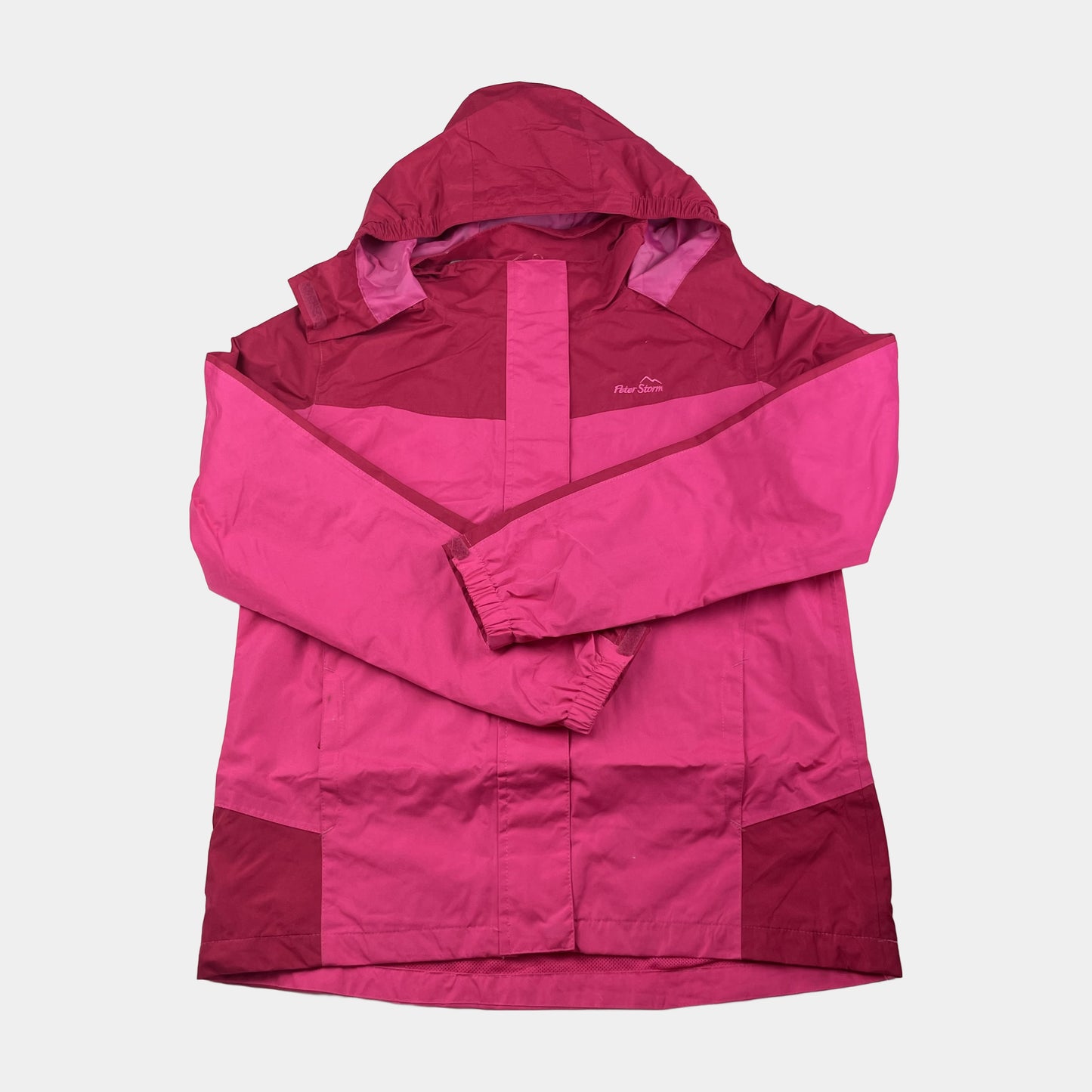 Pinke Regenjacke von Peter Storm mit Kapuze, Größe 13, aus Polyester. – front