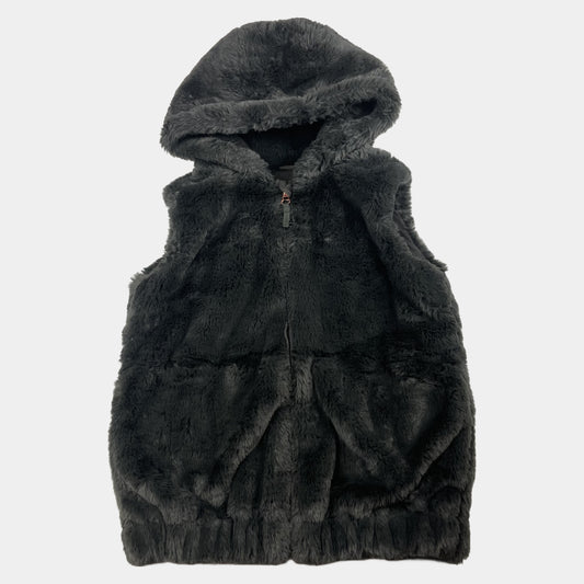 Graue Fleeceweste mit Kapuze für Kinder – front