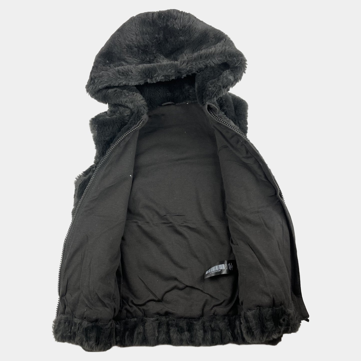 Graue Fleeceweste mit Kapuze für Kinder – inside