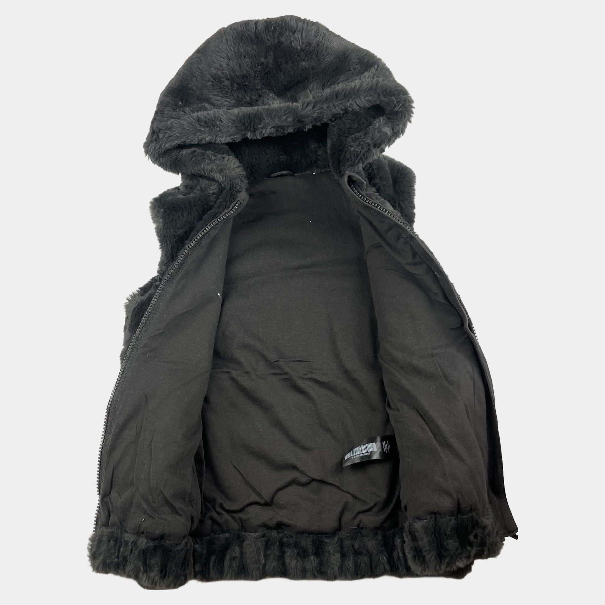 Graue Fleeceweste mit Kapuze für Kinder – inside