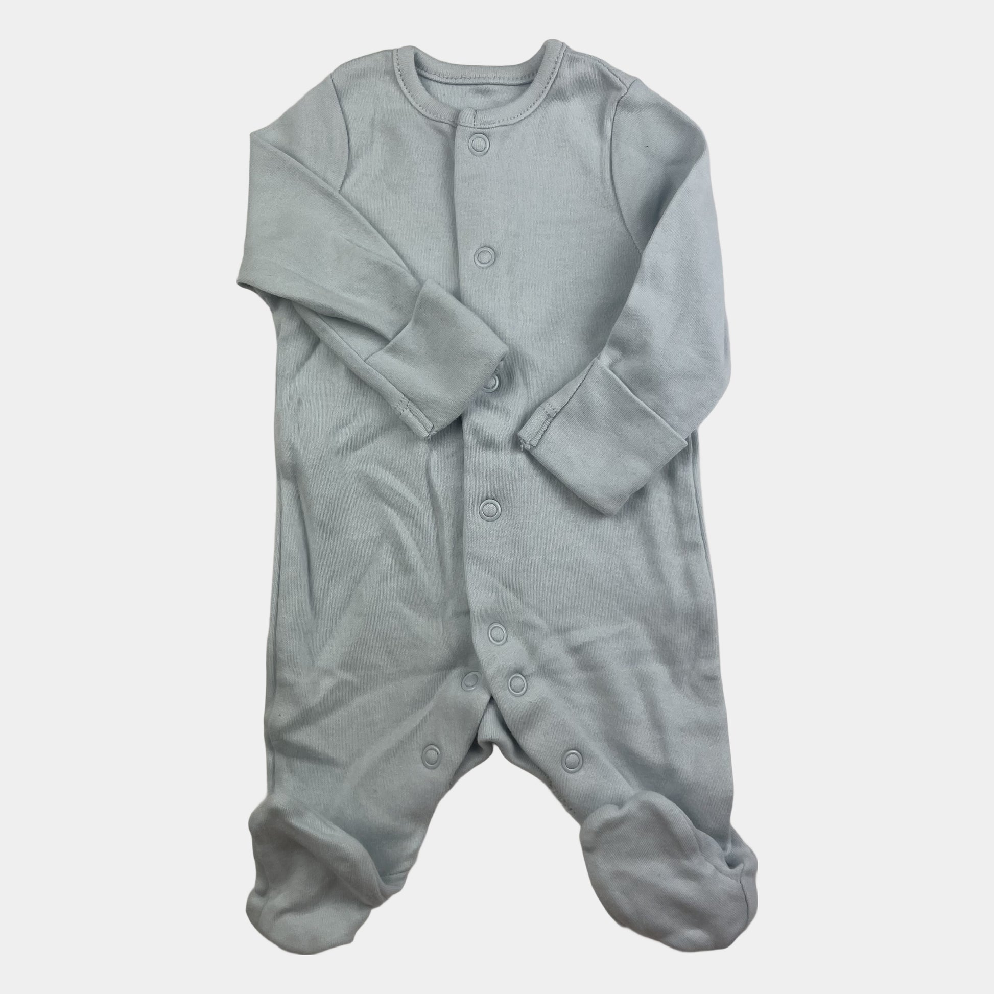 Hellblauer Overall aus Bio-Baumwolle für Neugeborene, Größe 50. – front