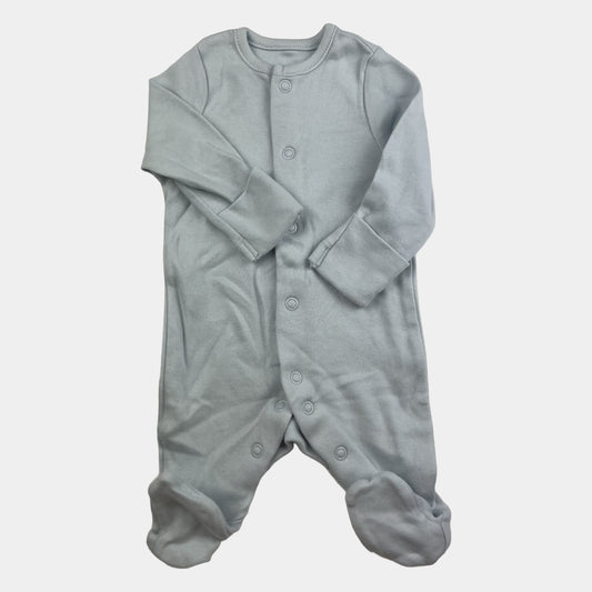 Hellblauer Overall aus Bio-Baumwolle für Neugeborene, Größe 50. – front