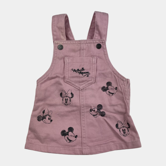 Rosa Cord-Latzhose mit Minnie-Maus-Motiv – front