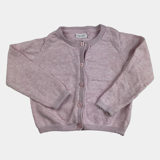 Rosa Baumwoll-Strickjacke für Kleinkinder – front