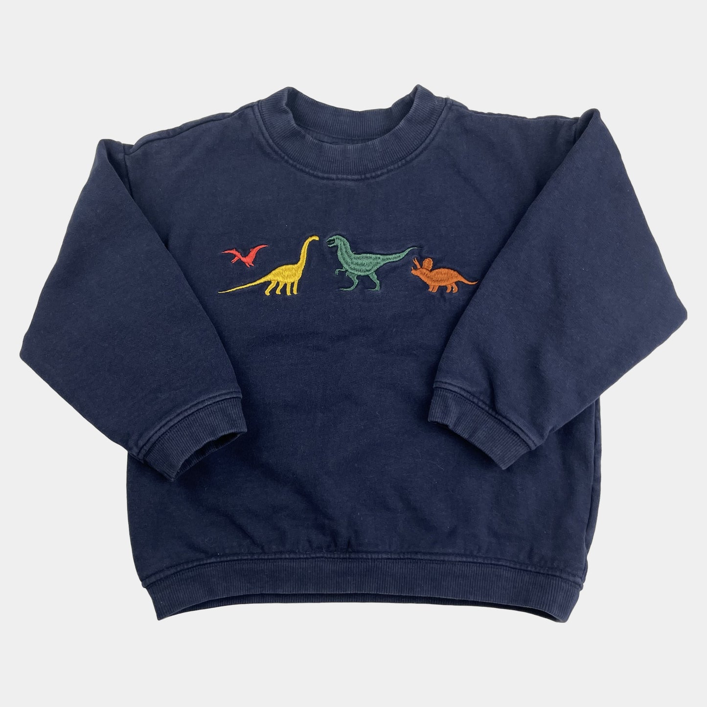 Blauer Pullover mit Dinosaurier-Motiven, Größe 104 – front