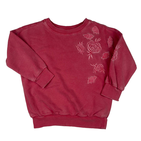 Rosa Next Sweatshirt-Pullover mit Blumenstickerei, Größe 3 Jahre (98) – front