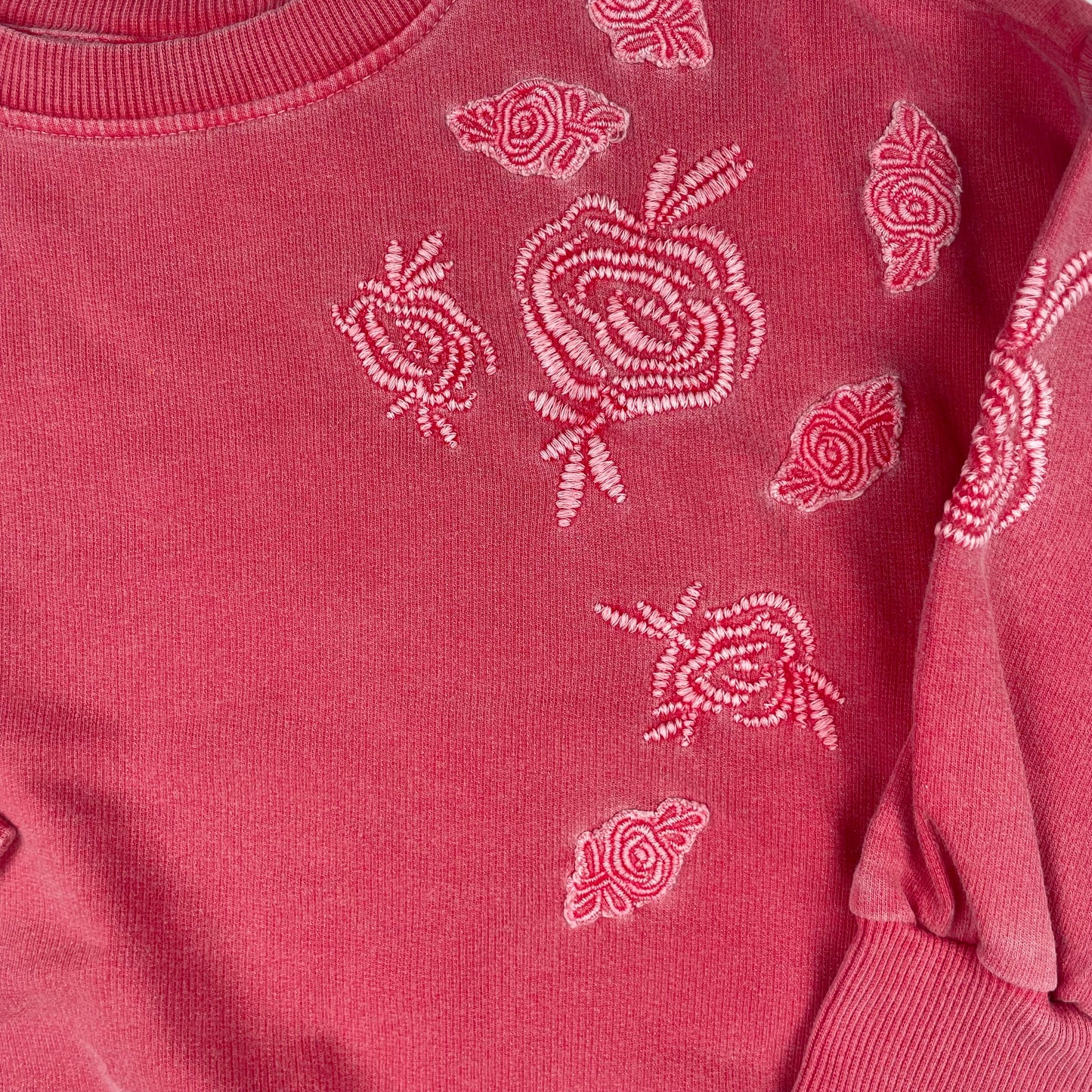 Rosa Next Sweatshirt-Pullover mit Blumenstickerei, Größe 3 Jahre (98) – detail
