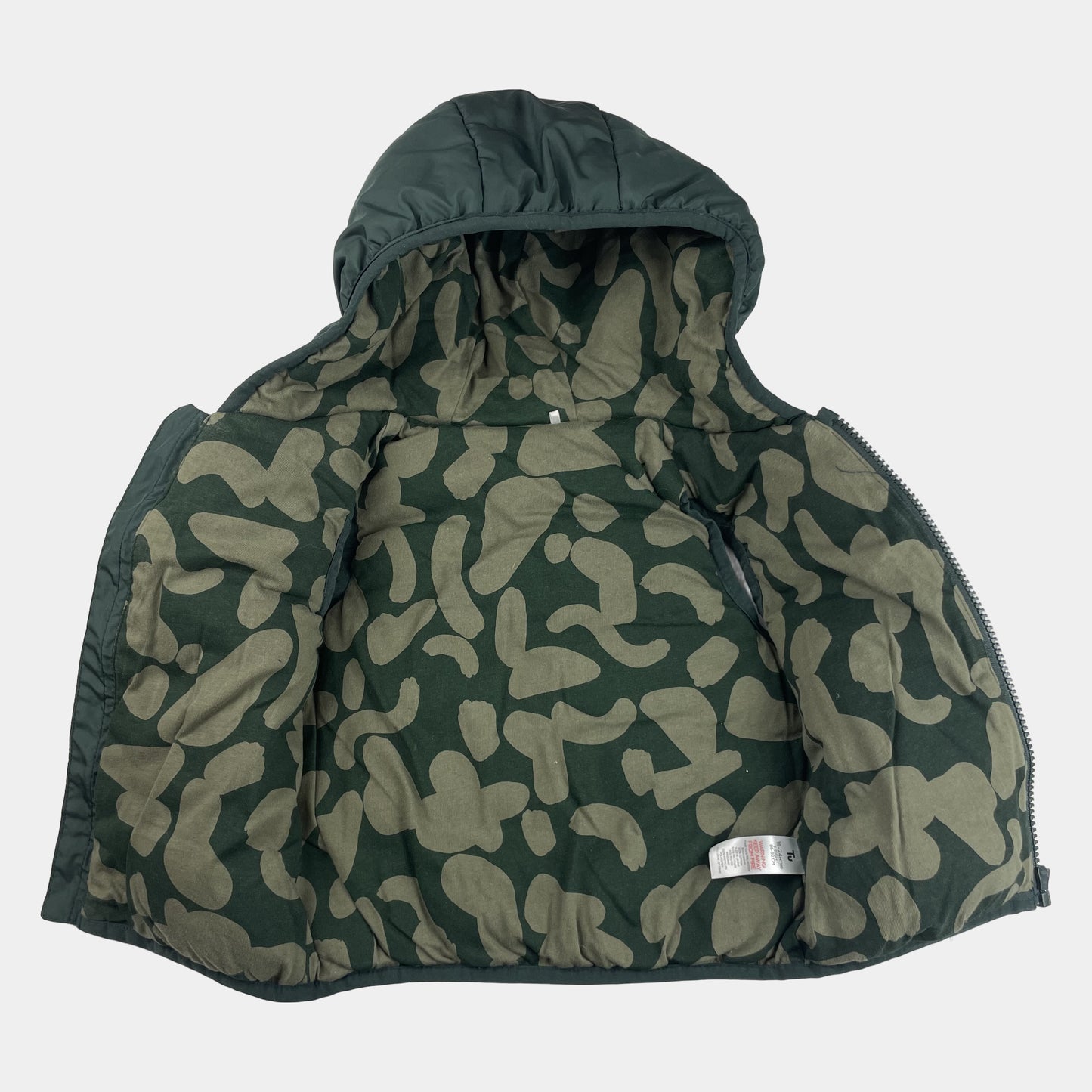 Grüne Steppweste mit Kapuze für Kinder – inside