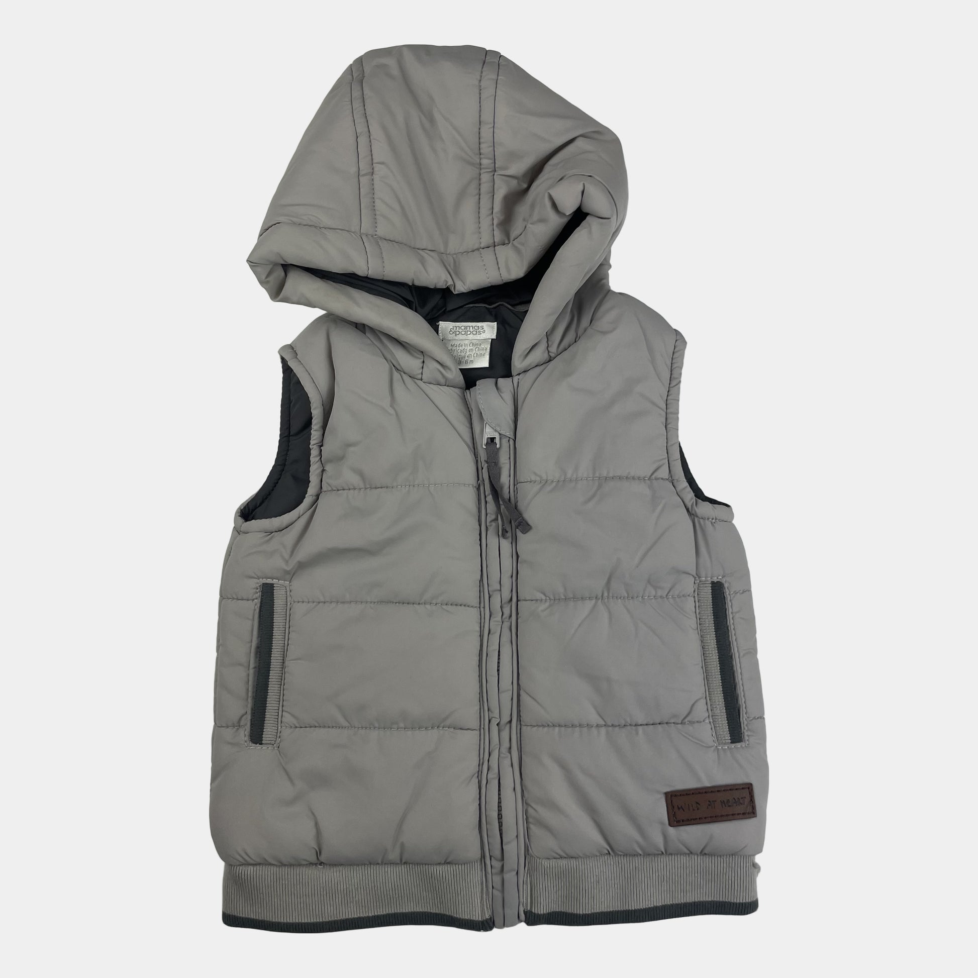 Graue Steppweste mit Kapuze – front