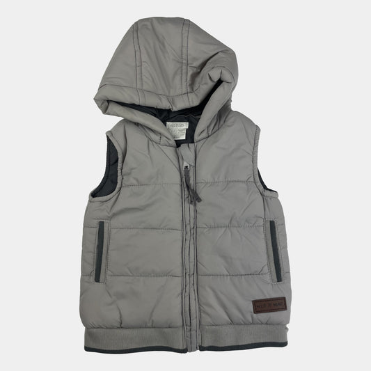 Graue Steppweste mit Kapuze – front