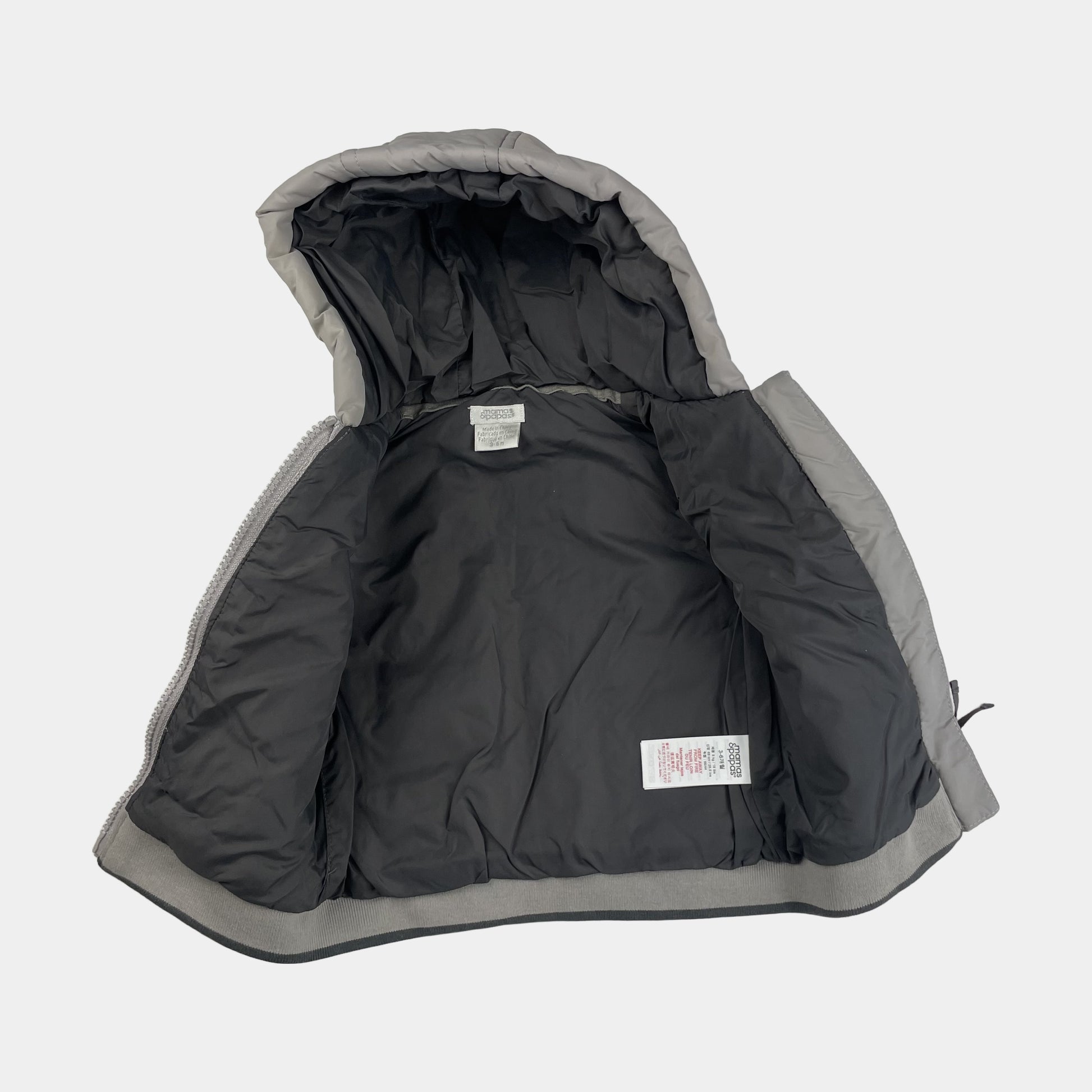 Graue Steppweste mit Kapuze – inside