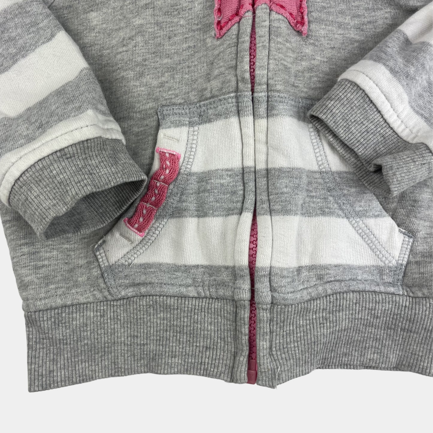 Graue Kapuzenjacke mit Sternmotiv und gestreiften Ärmeln für Kleinkinder – pocket