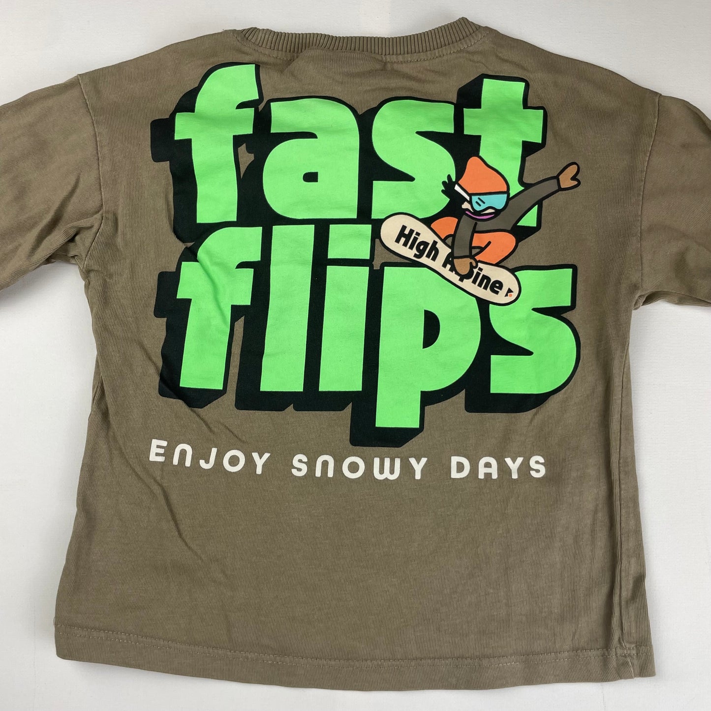 Beiger Pullover mit Snow-Team-Logo für Kinder – back