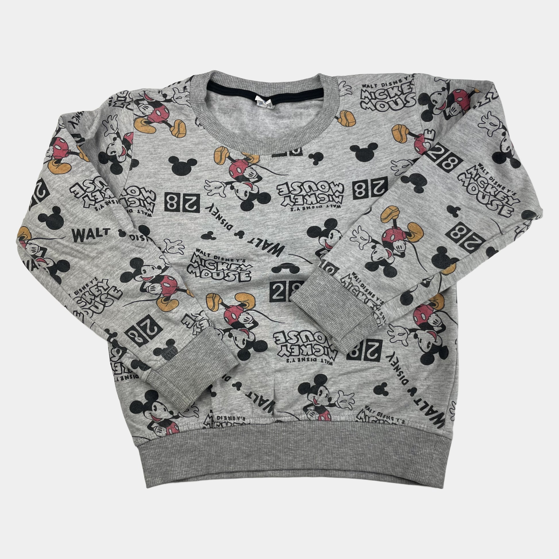 Grauer Mickey Mouse Pullover mit buntem Print – front