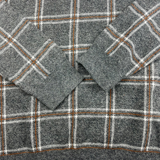 Grauer karierter Pullover aus Bio-Baumwolle für Jungen – detail