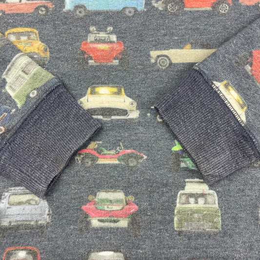 Dunkler Pullover mit buntem Automuster von Next, Größe 3-4 Jahre – detail