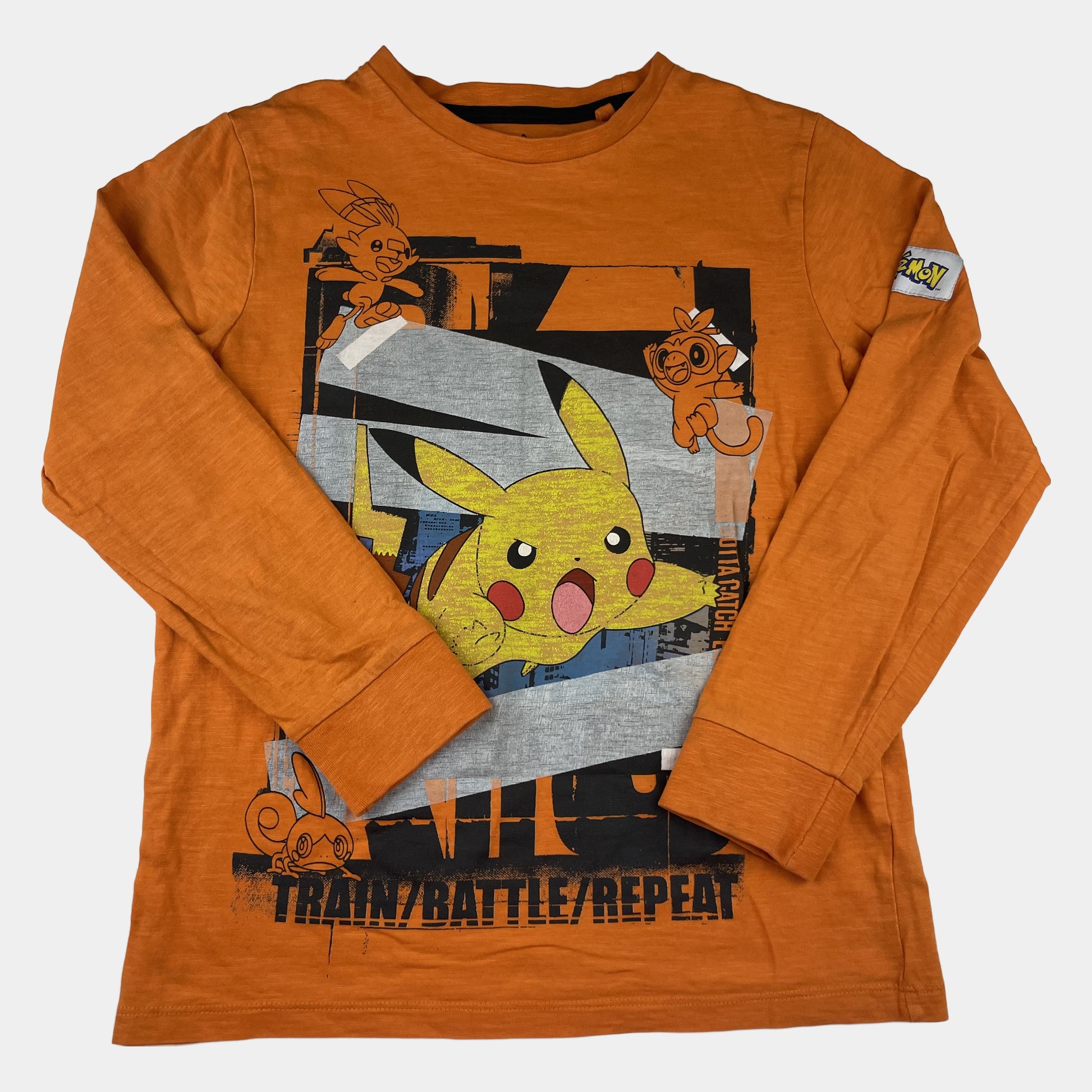 Orangenes Pokémon Langarmshirt für Kinder, Größe 10 Jahre – front