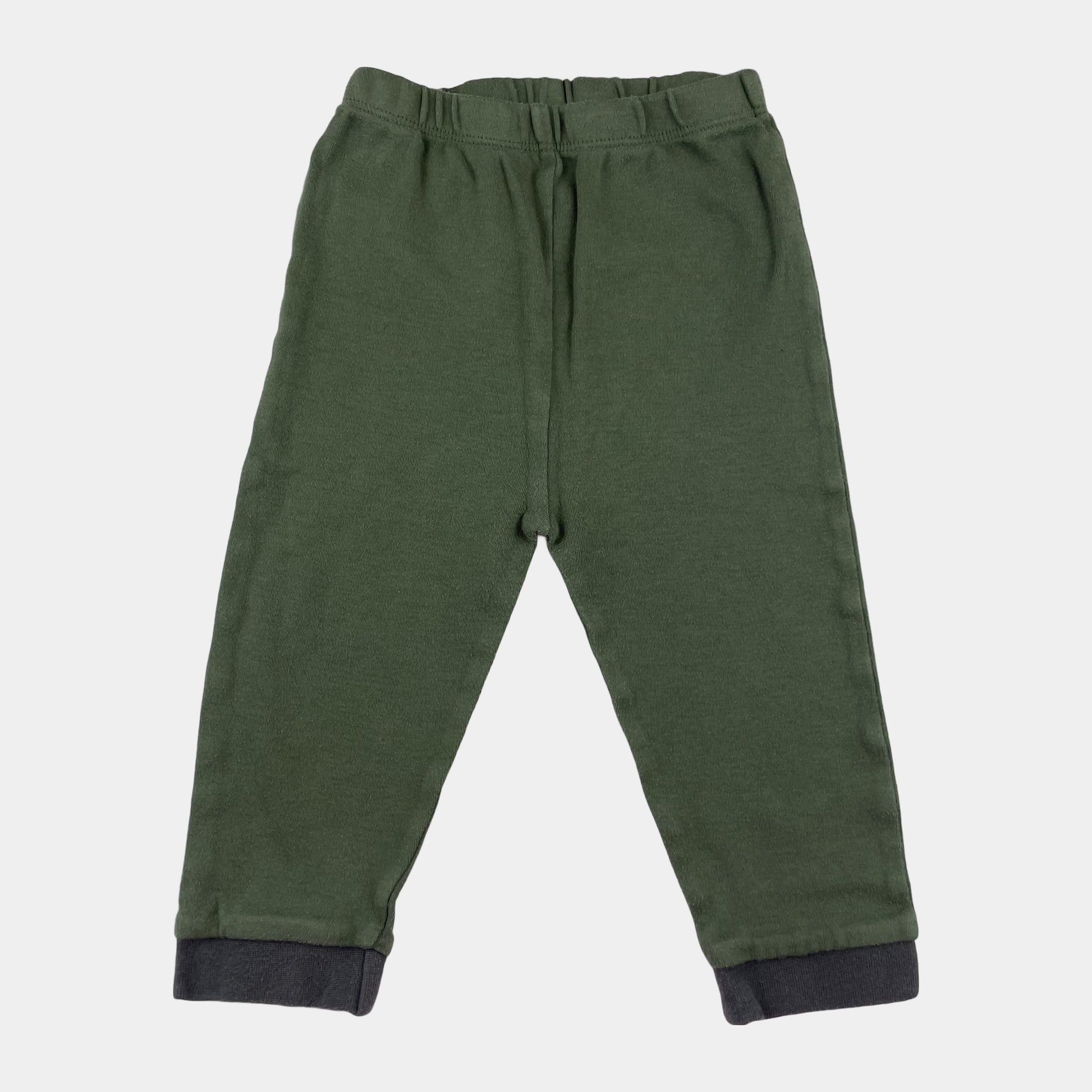 Grüne Baumwoll-Hose mit elastischem Bund für Babys 12-18 Monate. – front