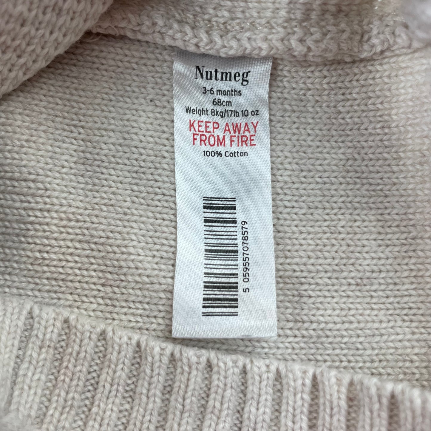 Cremefarbener Nutmeg Baby Pullover mit Blumen- und Bienenmotiv, 3-6 Monate – label