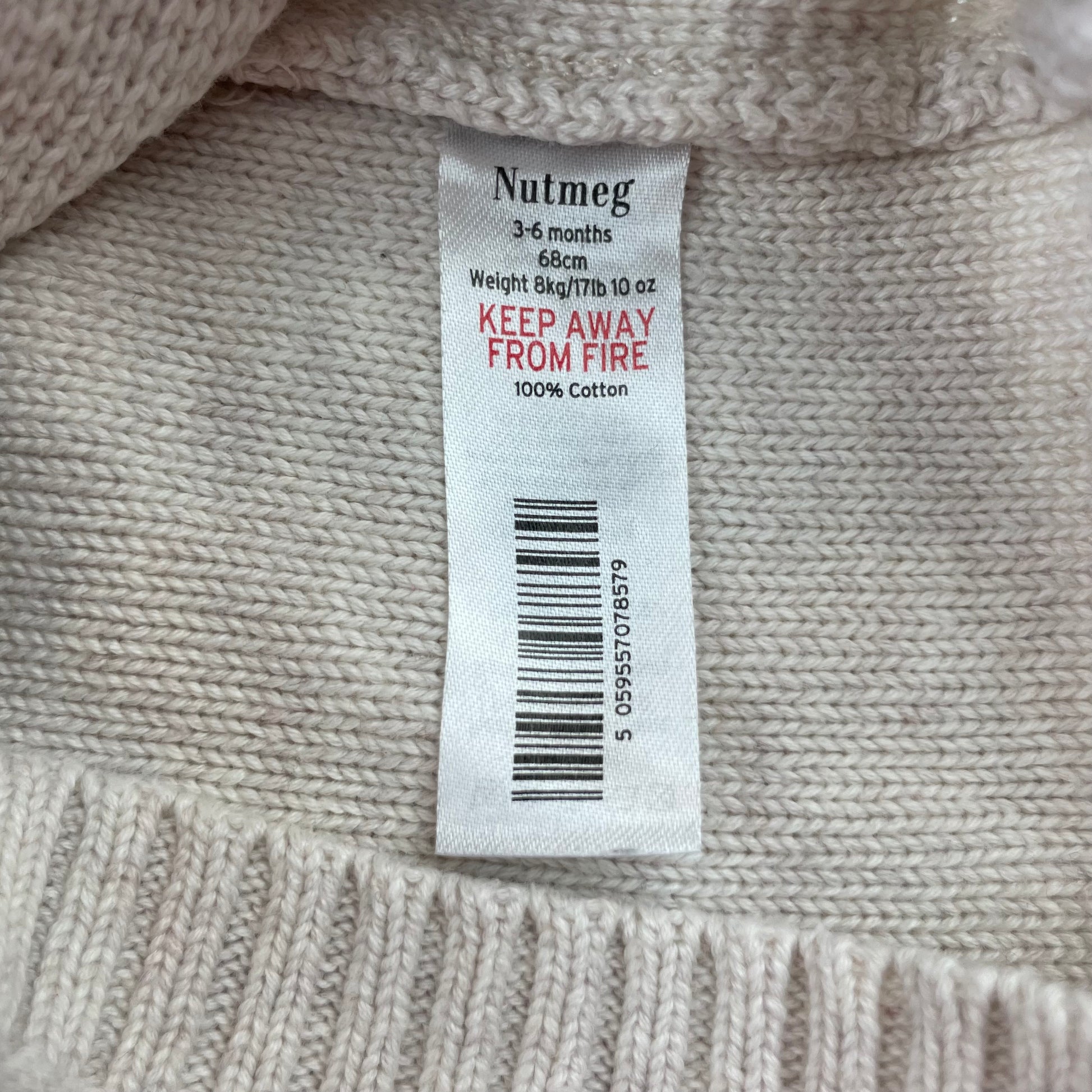 Cremefarbener Nutmeg Baby Pullover mit Blumen- und Bienenmotiv, 3-6 Monate – label