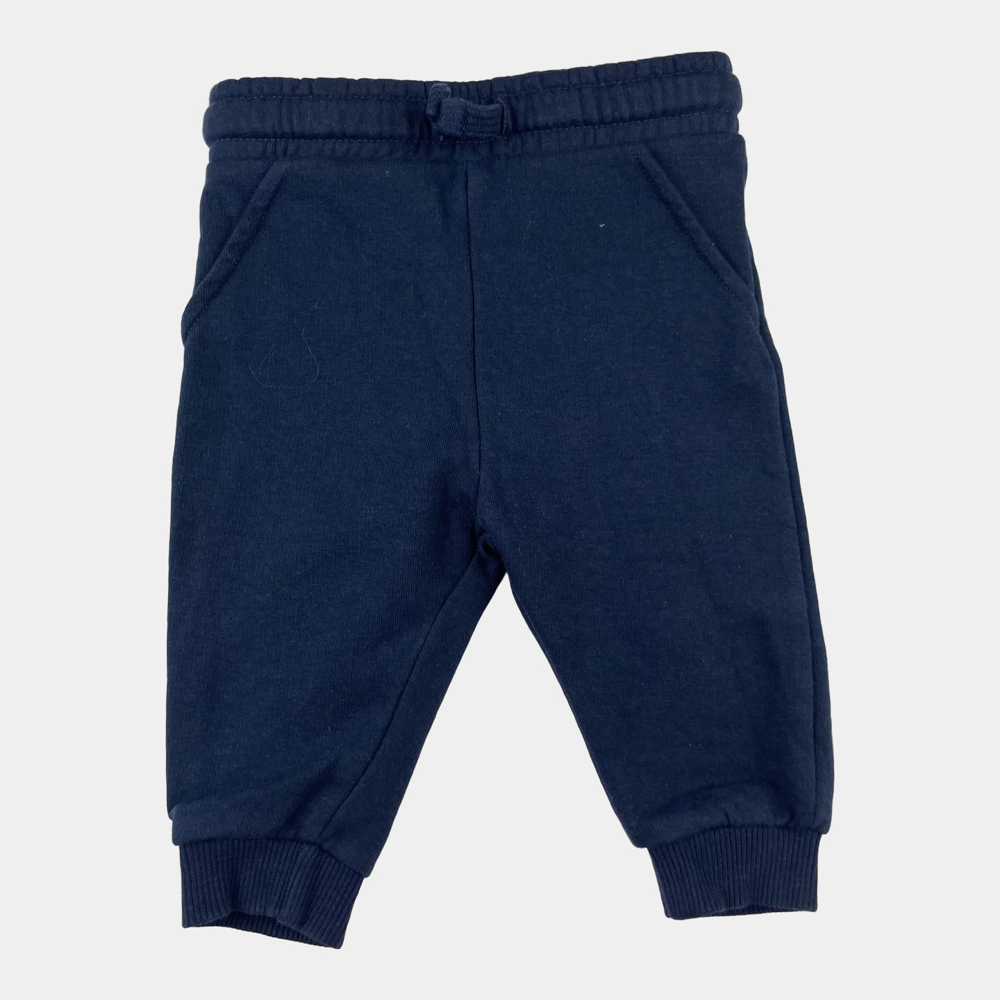 Blaue Jogginghose aus Baumwoll-Polyester-Mischung mit elastischem Bund für Babys – front
